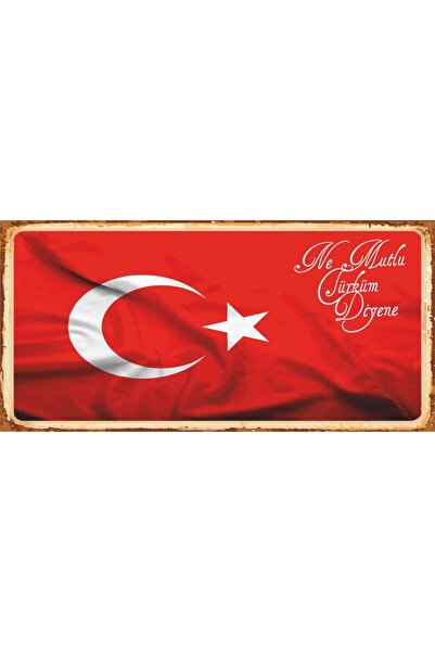 Hayat Poster Türk Bayrağı Ne Mutlu Türküm Diyene Mini Ahşap Poster