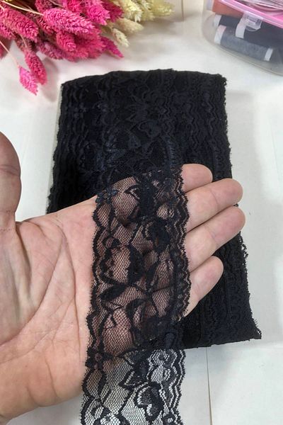 Hobigram Μαύρη δαντέλα Lycra Διακοσμητική δαντέλα 1 μέτρο – Διακοσμητική κορδέλα, Κομψό Σχέδιο, Γυναικείο Αξεσουάρ – Deko