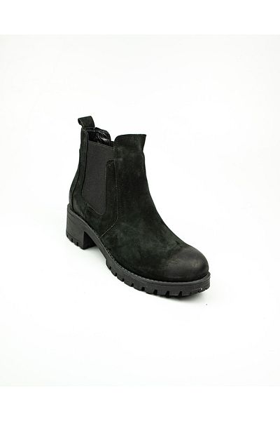 Scavia 580 Μαύρες δερμάτινες γυναικείες μπότες Nubuck