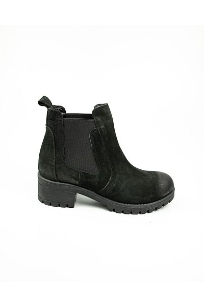 Scavia 580 Μαύρες δερμάτινες γυναικείες μπότες Nubuck
