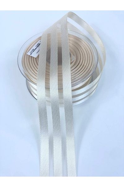 Bontex Cream Three Line Satin Decoration Ribbon 1m – Ribbon – Ribbon