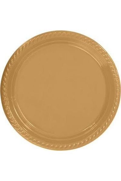 MERT AMBALAJ Gold Colored Plastic Plate of 25