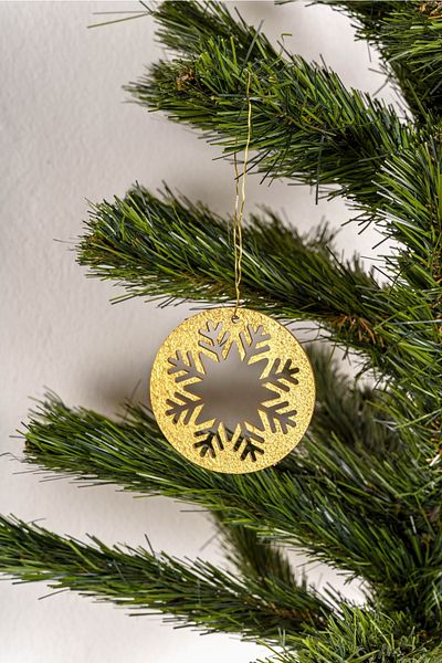Elfora Plexi Gold Christmas Ornament 3 Snowflakes