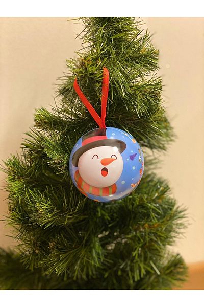 QUEEN AKSESUAR New Year Christmas Metal Box Pine Tree Ornament Ball Surprise Gift Box Snowman Patterned