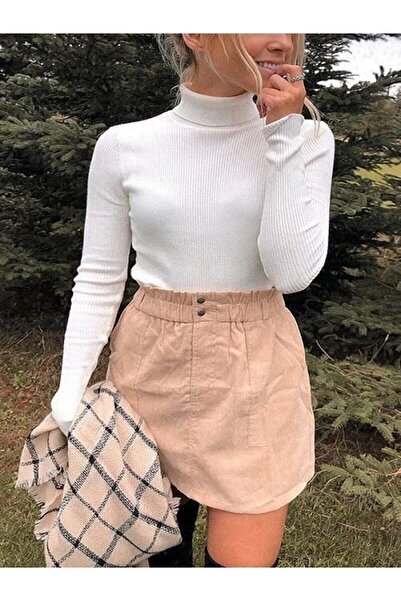 çeçen giyim Unisex βαμβακερό λευκό ζιβάγκο καμιζόλα Raster Slimfit πουλόβερ με λαιμόκοψη Badi