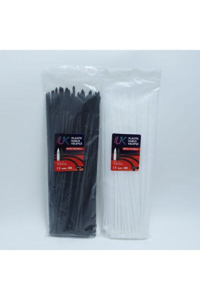 Beyaz Plastik Kablo Bağı Plastik Kelepçe Cırt Klips 4.8x300mm 100 Adet