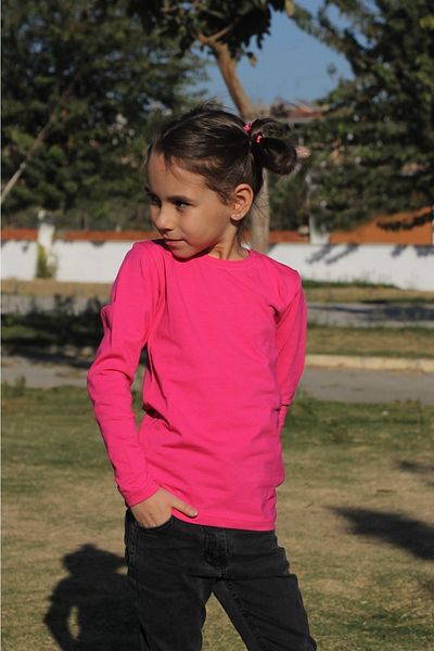 Çiggo Kids Tricou de bază cu mânecă lungă unisex cu gât turnu pentru copii (4-13) Vârste