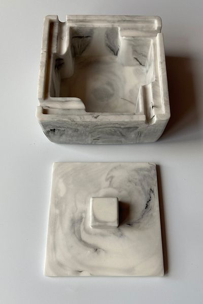 sin istanbul Square Covered Ash Tray Marble Pattern