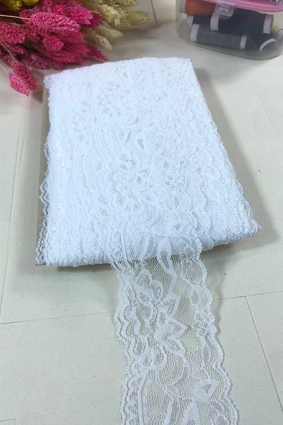 Hobigram White Lycra Lace Decoration Lace 5 Meters – Decorative Ribbon, Stylish Design, Women's Accessory – Deko