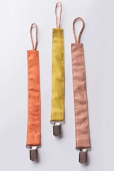 MyVera Cinnamon Mustard Mink Pacifier Strap Set - Pacifier Chain Set of 3 - 100% Cotton Fabric