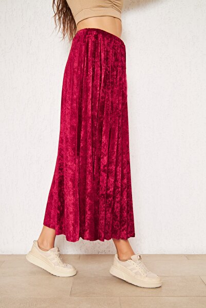 comstar Βελούδινη μακριά φούστα με κόκκινη επένδυση, βελούδινη φούστα, φούστα με φόδρα, μακριά φούστα