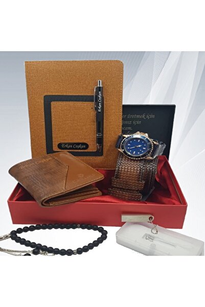 HediyesiBizden Kişiye Özel Erkek Hediye Seti (kemer-saat-cüzdan-tesbih-32gb F...