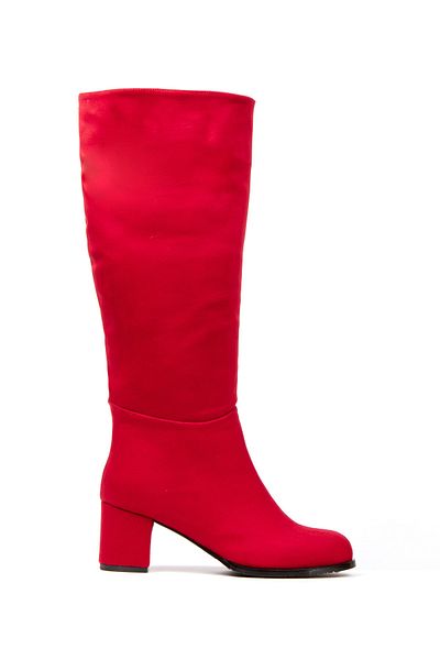 irmona Drea Red Luxury Suede Μπότες Κάτω από το Γόνατο