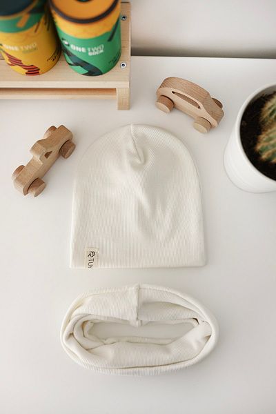 Doğan Collection Ecru Rib Beanie Neck Collar Set