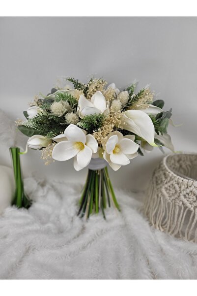 Buketlife Beyaz Yeşil Gelinbuketi