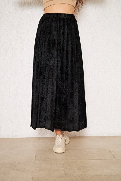 comstar Βελούδινη μακριά φούστα με μαύρη επένδυση, βελούδινη φούστα, φούστα με φόδρα, μακριά φούστα