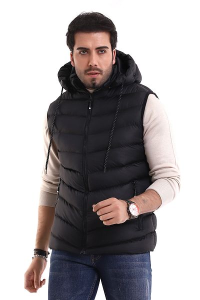 Everest Men's Gel Filling Removable Zippered Hooded Inflatable Vest