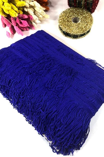 Hobigram Saks Blue Fringe Tassel Width 10 cm 1 Meter – Decorative Ribbon, Stylish Design, Women's Accessory – Decorative
