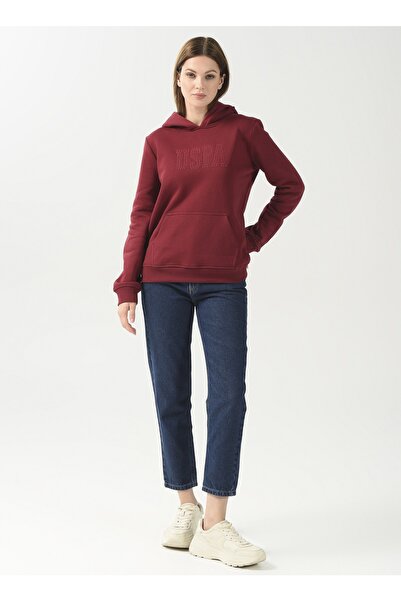 U.S. Polo Assn. Kapüşon Yaka Baskılı Kırmızı Kadın Sweatshırt Gızmo-sk022