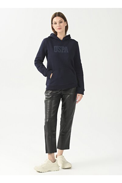 U.S. Polo Assn. Kapüşon Yaka Baskılı Lacivert Kadın Sweatshırt Gızmo-sk022