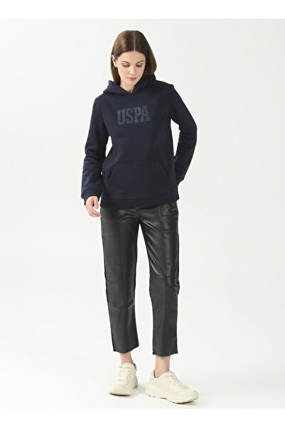 U.S. Polo Assn. Kapüşon Yaka Baskılı Lacivert Kadın Sweatshırt Gızmo-sk022