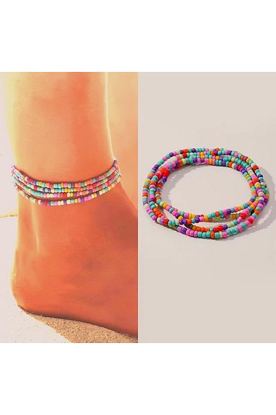 Roe takı aksesuar Colorful Miyuki Sand Bead 4-Piece Anklet Set