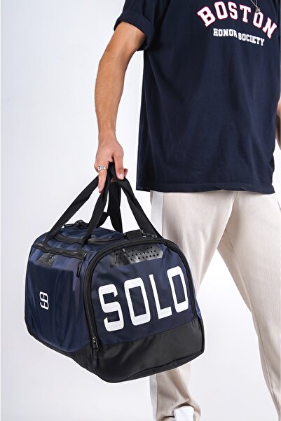 Solo Bag Спортивна сумка для фітнесу та подорожей великого розміру унісекс темно-синього кольору з вентильованим відділенням для взуття