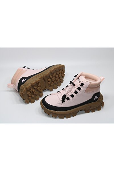 Minican Kaymaz Kalın Dişli Taban Lastik Bağcıklı Kolay Giyim Kısa Boy Trekking Spor Bot