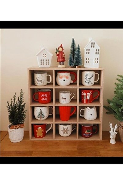 İnci Home Ahşap Kupa Rafı