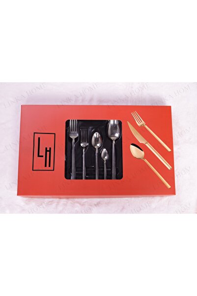 LinkaHome 30 Parça Çatal Kaşık Seti Sade Düz Model Kutulu