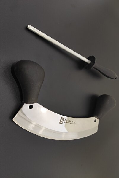 SürLaz Pizza Kıyma Bıçağı 31 cm Satır Zırh Çift Tutma Ultra Keskin Masat Hedi...