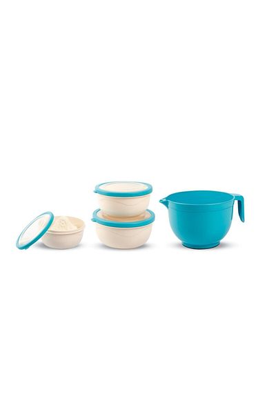 Melkan Home Mixer Bowl Set Turquoise Color 4-Piece Mixing Bowl Set