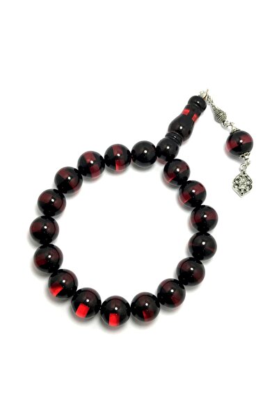 Midyat Nurtaş Gümüş Kırmızı Sürmeli Efe Boy Toz Kehribar Tesbih