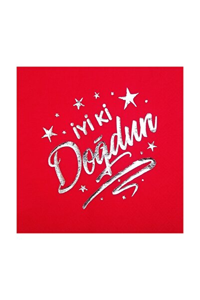 Story رقائق الفضة عيد ميلاد سعيد منقوشة 16 قطعة منديل أحمر