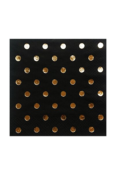 Story 16 قطعة مناديل ملونة باللون الأسود مع نمط منقطة على شكل أوراق شجر ذهبية