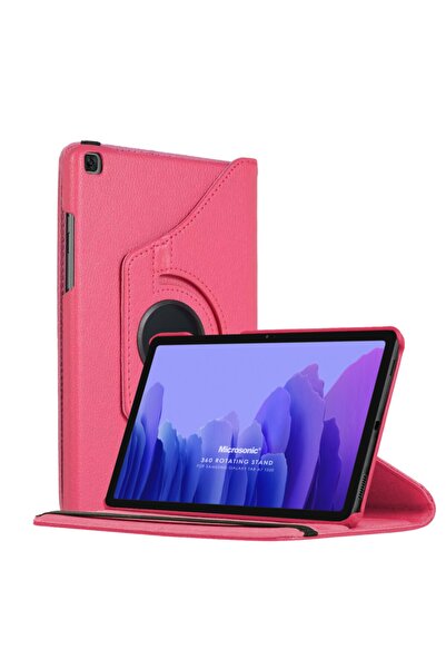 Microsonic Galaxy Tab A7 T500 Kılıf 360 Rotating Stand Deri Pembe