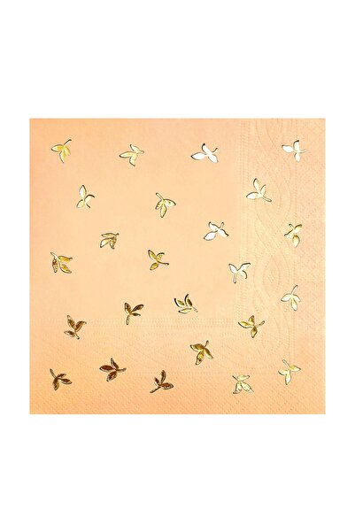 Story منديل منقوش بأوراق الذهب مقاس 33 × 33 سم مكون من 16 منديلًا باللون البيج
