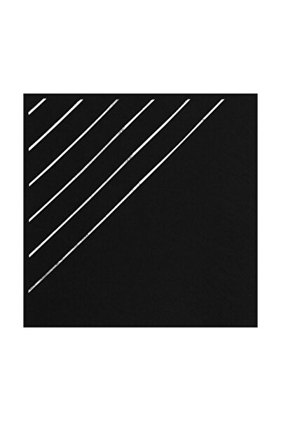 Story 33x33 Cm Gümüş Varak Çizgi Desenli Siyah Renkli Peçete