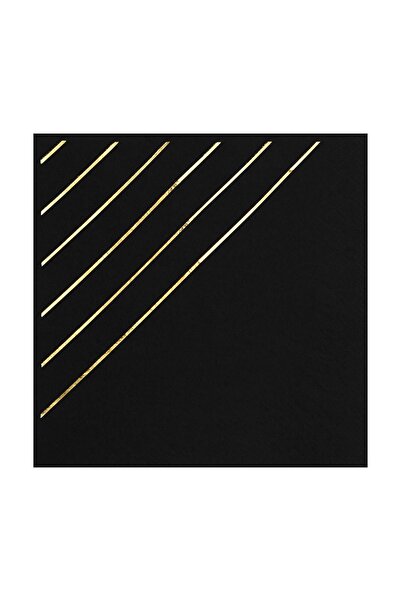 Story Altın Varak Çizgi Desenli Siyah Renkli Peçete