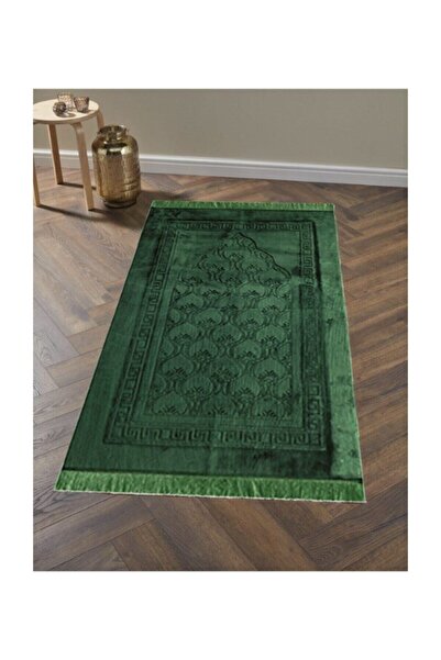 Dokumacı Yeşil Derili Peluş Seccade