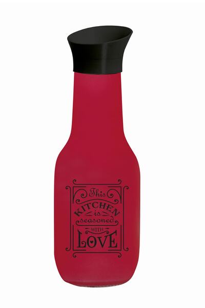 krommet Herevin 1 Lt Kırmızı Renkli Ve Baskılı Karaf Su Şişesi