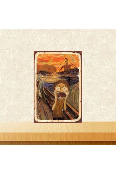 TAKIFİX Çığlık Tablosu Rick And Morty 20-30 Cm Retro Ahşap Tablo Tkfx4584