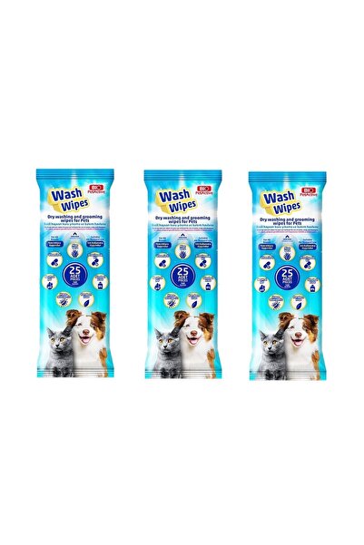Bio PetActive Wash Wipes Kuru Yıkama Ve Bakım Havlusu 25 Li X 3 Paket
