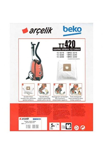 Arçelik 20 قطعة TRB 3982 A 800 واط كيس غبار للمكنسة الكهربائية