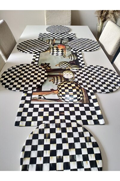 Ayşemce Американська сервіровка 6 з візерунком «Дама», бігунок з візерунком «...