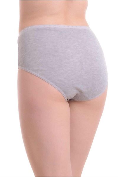 Buğlem İç Giyim Women's 3-Piece Rib Cotton High Waist Bato Panties Gray Color