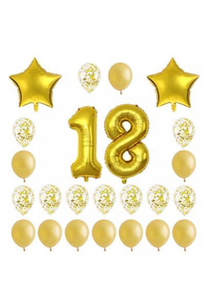 Deniz Party Store 18 Year Old Confetti Balloon Birthday Set Gold