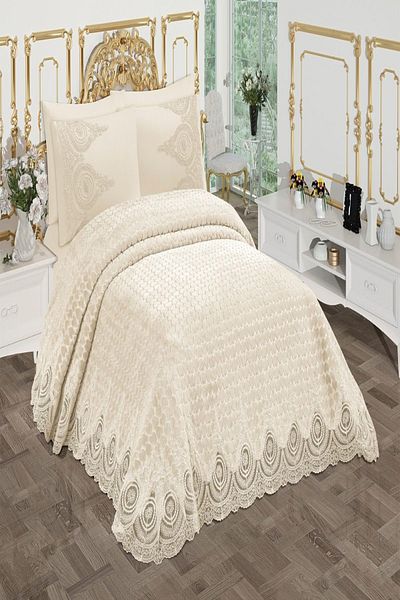 Seçkin Home 6 Pieces Double Luxury Lace Blanket Set Dowry Seljuk Series