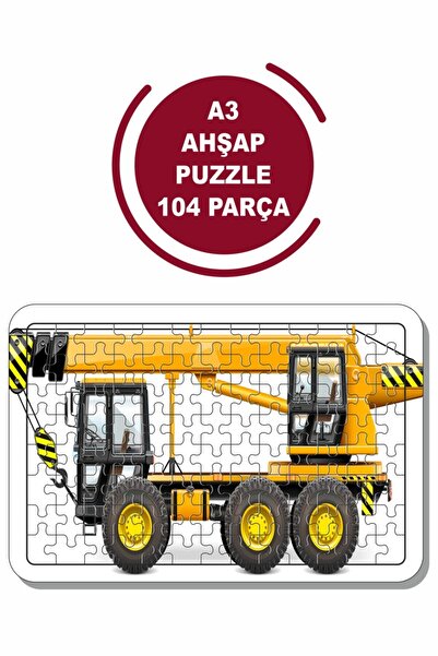 Baskı Atölyesi Kepçe, Iş Makinası A3 104 Parça Puzzle, Oyuncak, Yapboz