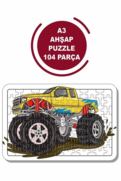 Baskı Atölyesi Kamyon, Iş Makinası A3 104 Parça Puzzle, Oyuncak, Yapboz